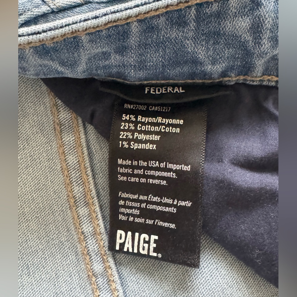 PAIGE “Federal” Sky Blue Skinny Jeans sz 30 - Picture 2 of 7